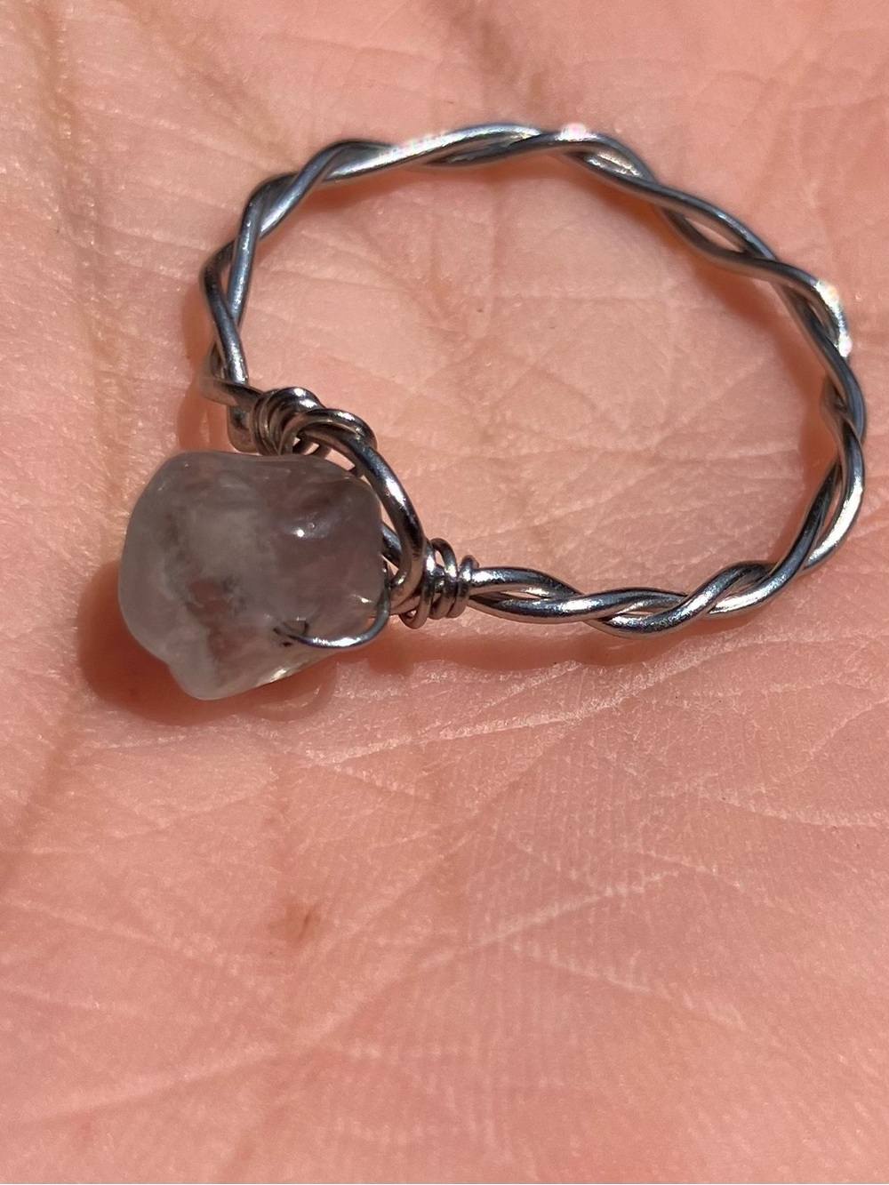 Stainless Steel Quartz Wire Wrap Ring Size 10